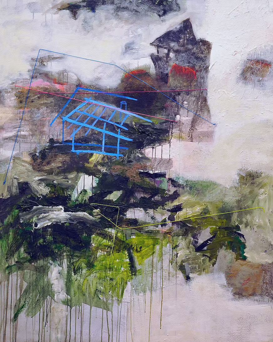 PAINTING - GÉOMÉTRIES VARIABLES - FIGURE BLEUE SUR L'ARBRE