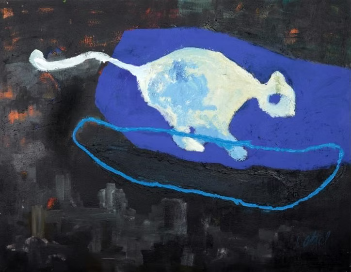 PAINTING - BORDERLINE - CHAT SOMNAMBULE