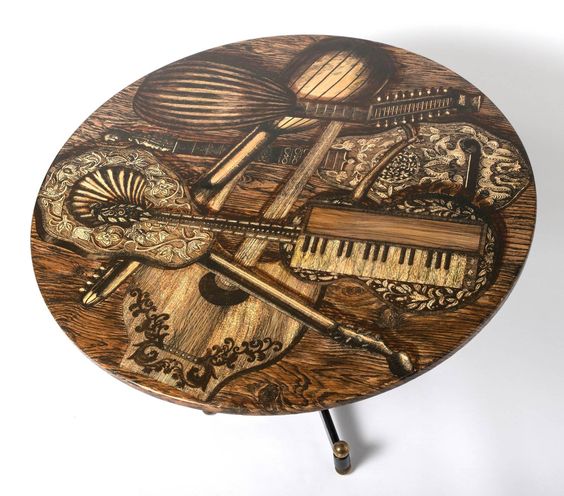 Fornasetti it Vintage Strumenti da tavola Musicali Métal Et De Bois De Rose